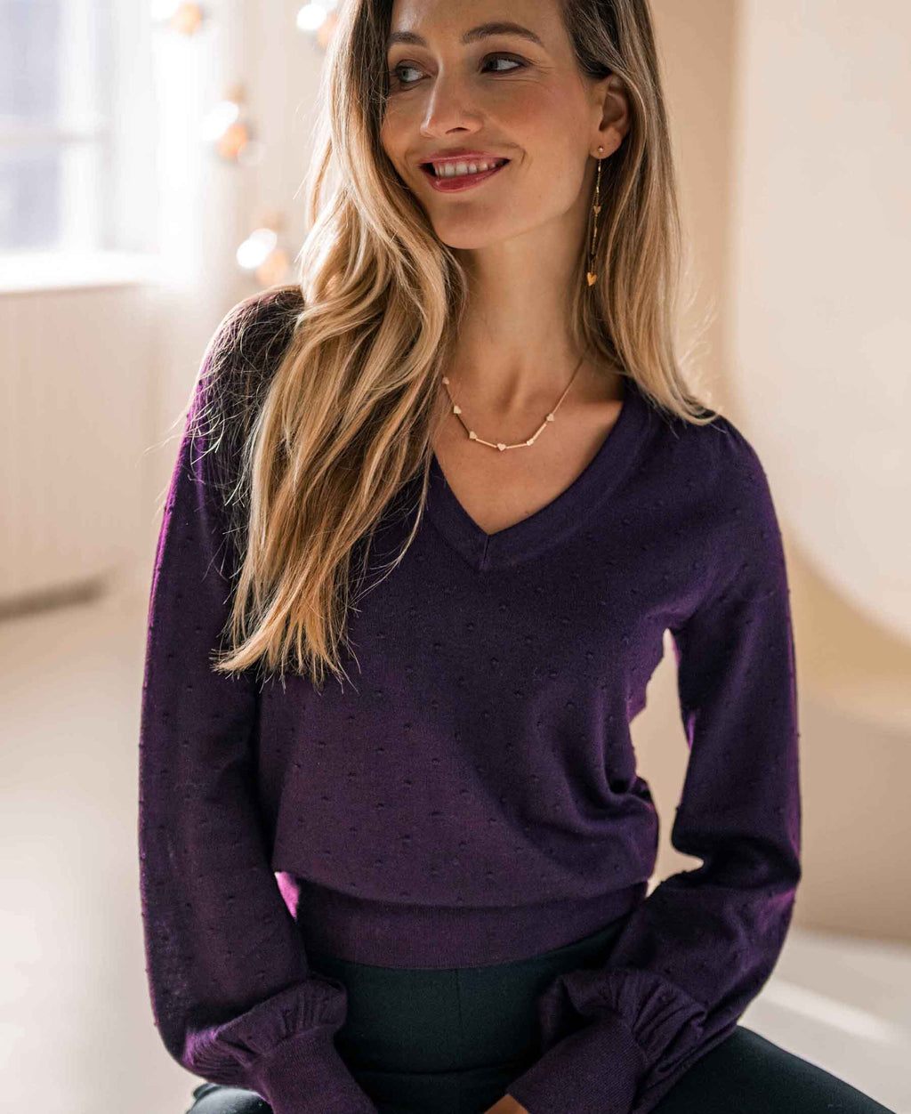 Dark purple sweater clearance women's