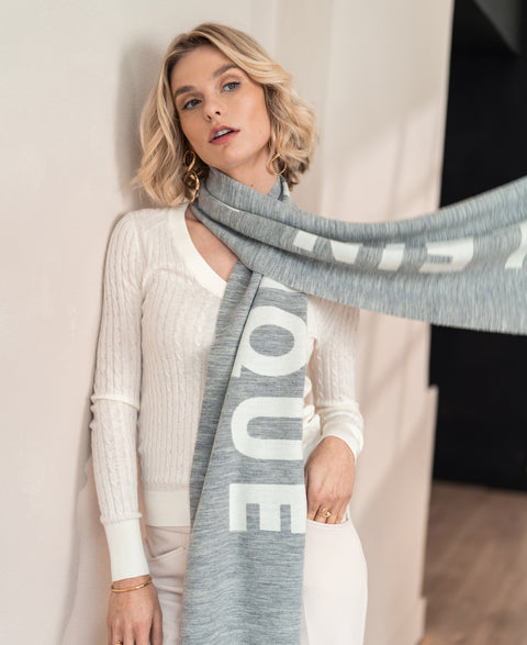 Woollen scarf LA BEAU Light gray - ivory