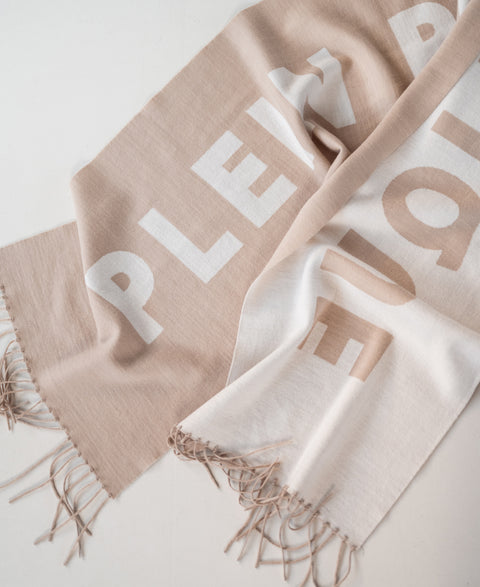 Woollen scarf LA BEAU Sand - Ivory