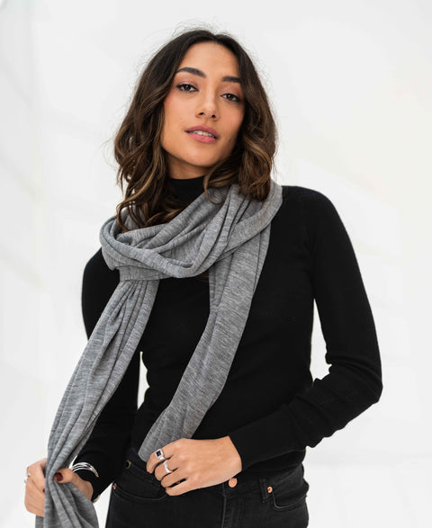 Merino maxi scarf LA BELLA Gray