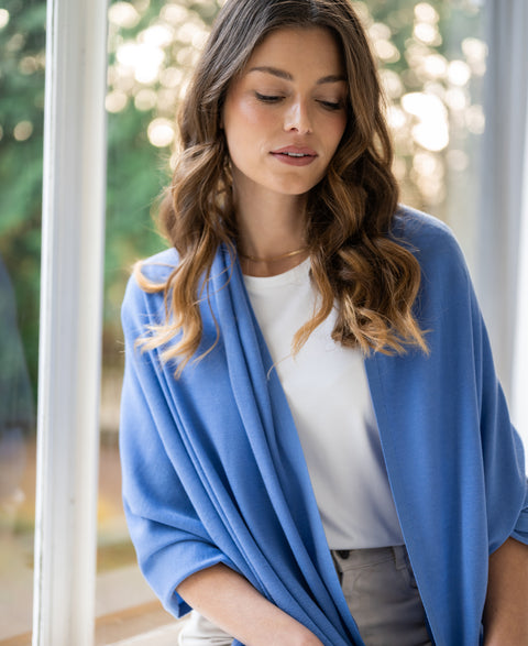 Merino maxi scarf LA BELLA Monaco blue