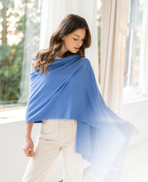 Merino omslagdoek-sjaal LA BELLA Monaco blauw