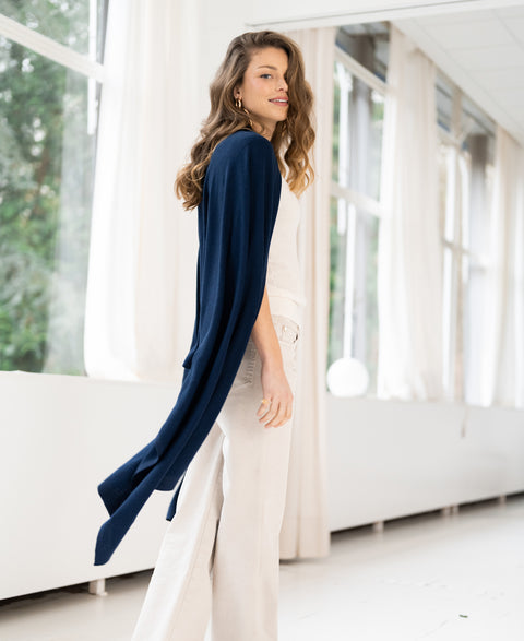 Merino maxi scarf LA BELLA Navy