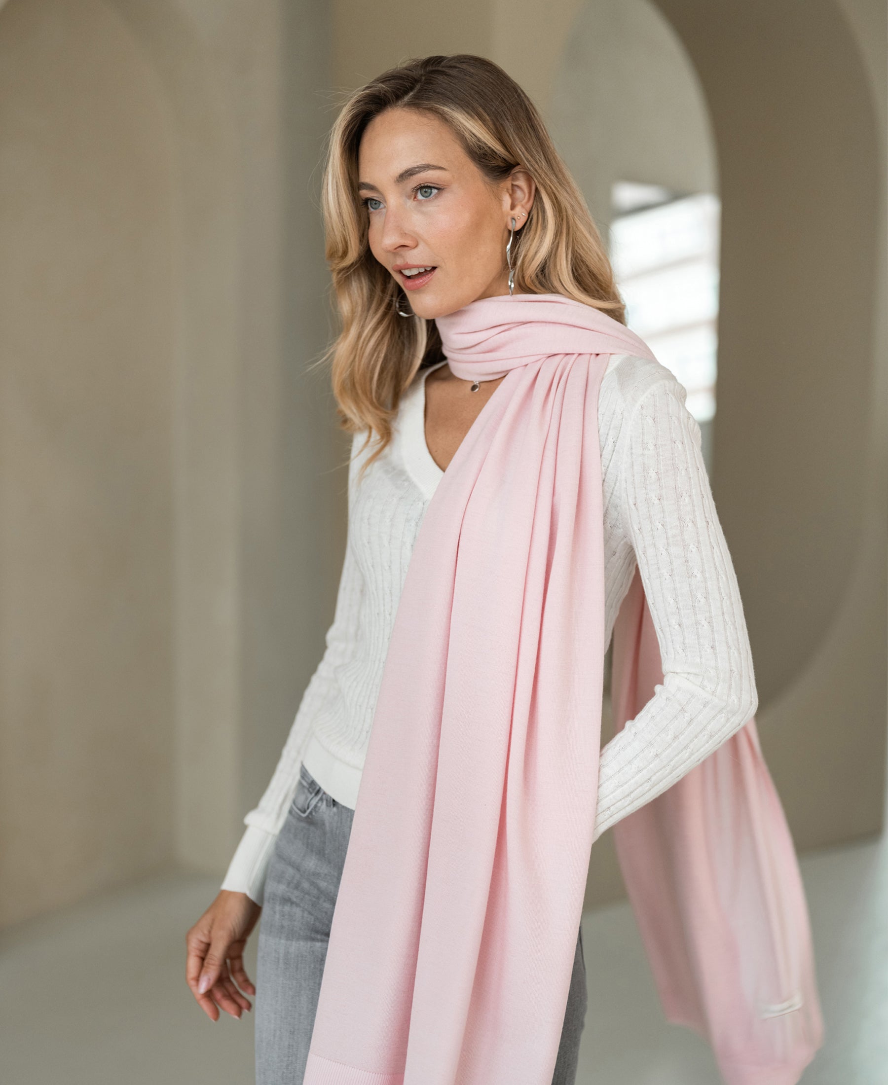 Merino sjaal/omslagdoek LA BELLA Roze