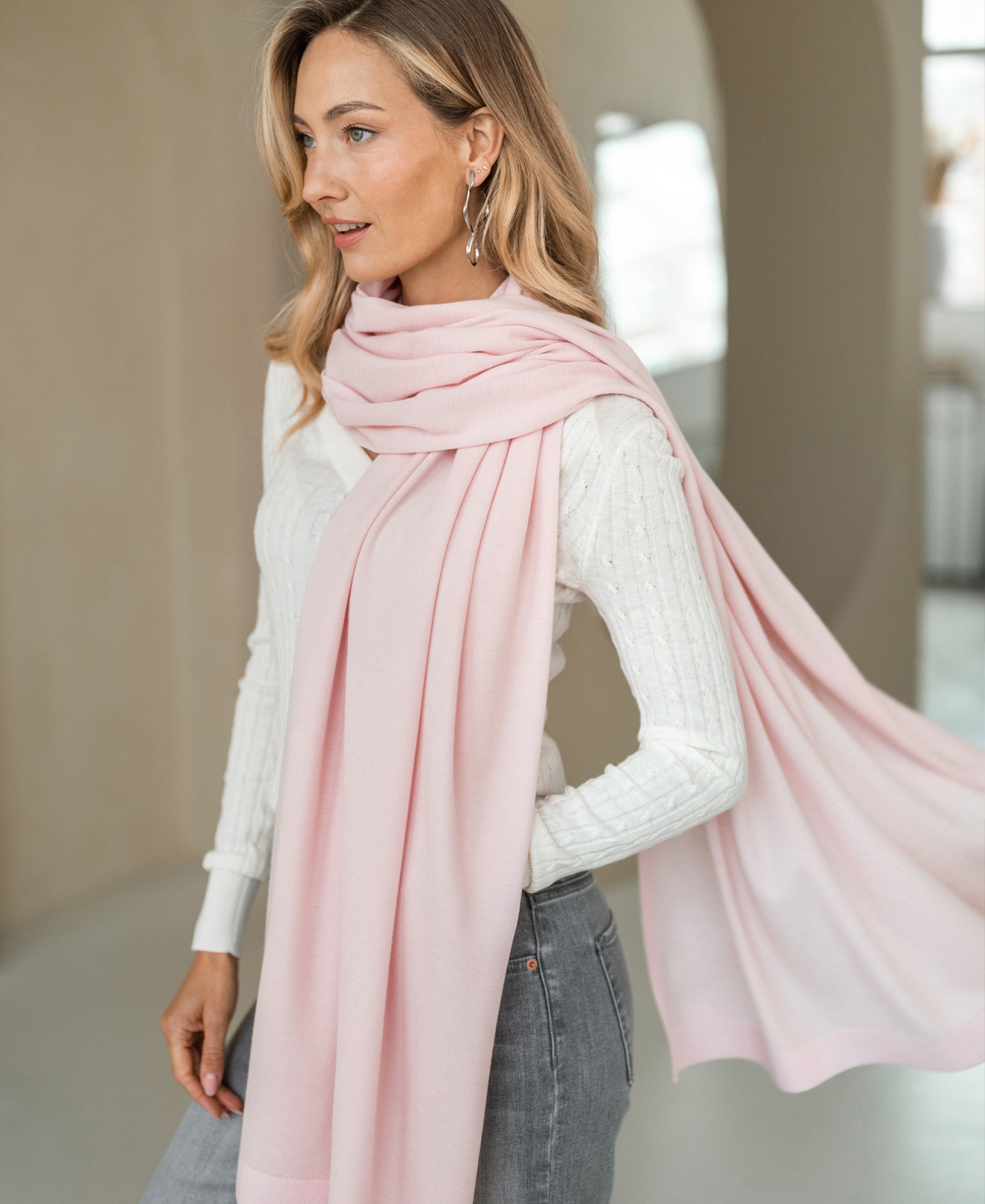 Merino sjaal/omslagdoek LA BELLA Roze