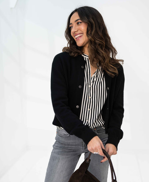 Striped blouse LA RAVA Ivory-Black