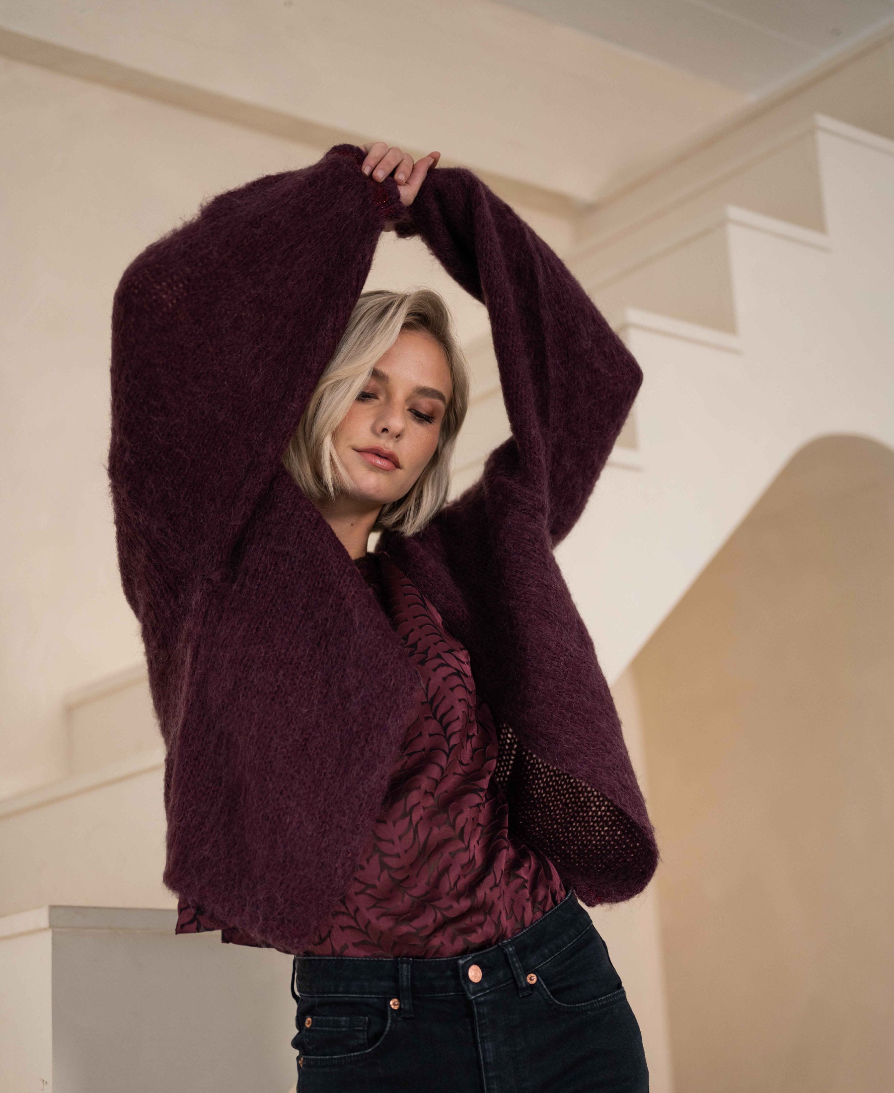 Fluffy vest LA CHERIE Bordeaux