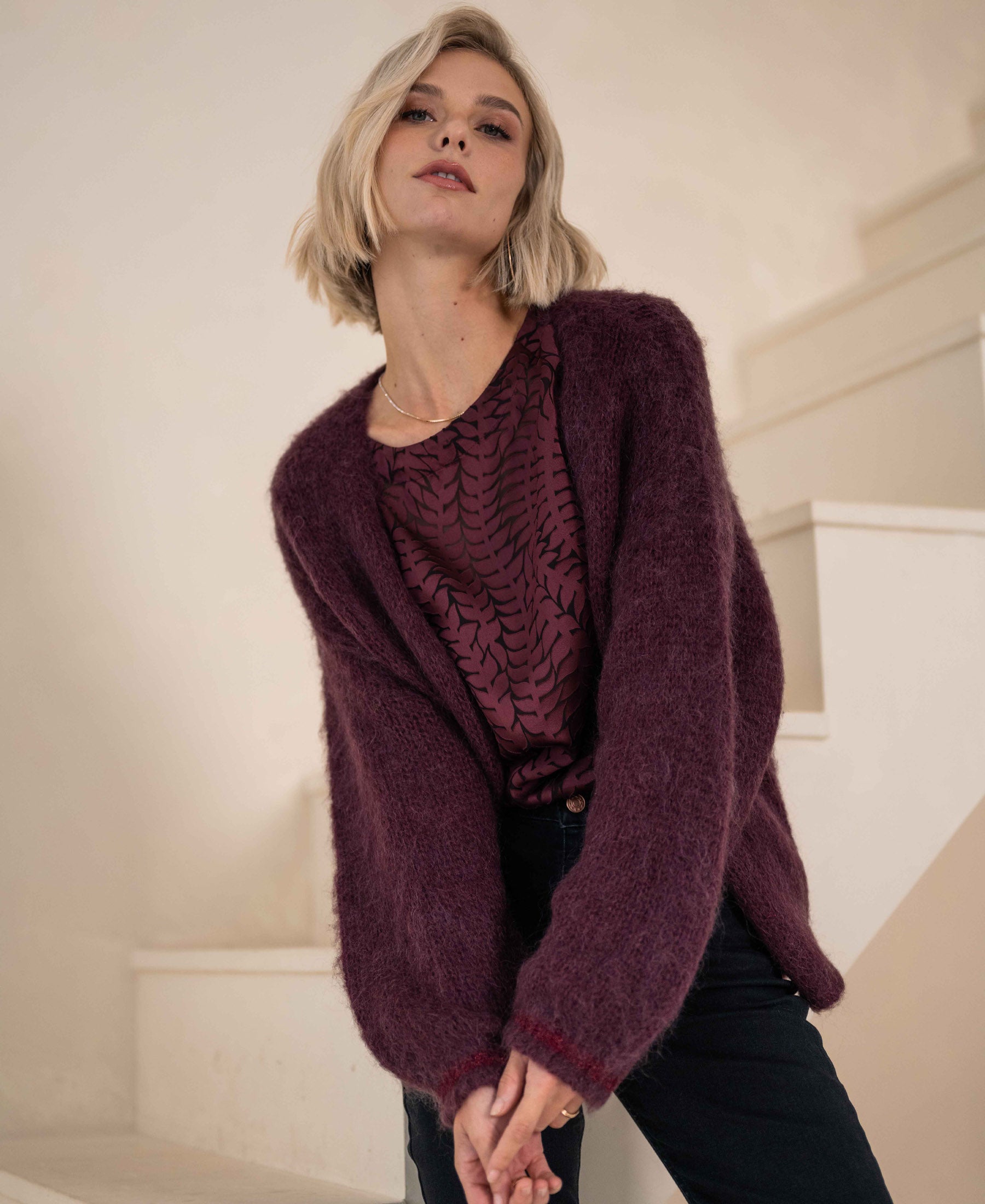 Fluffy vest LA CHERIE Bordeaux