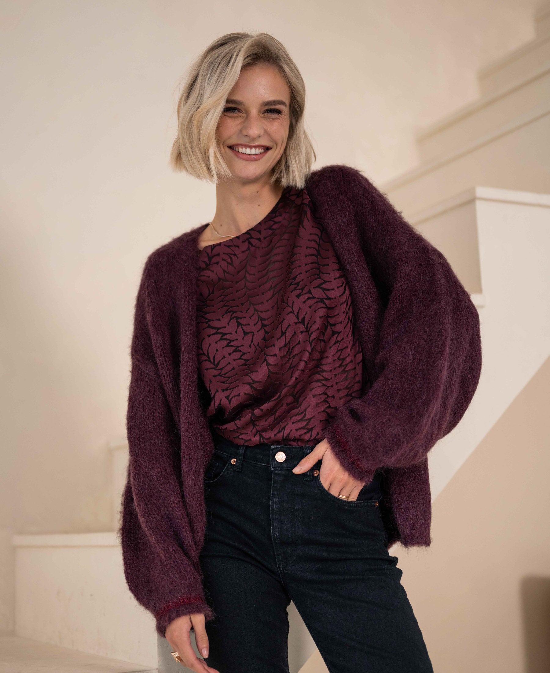 Fluffy vest LA CHERIE Bordeaux