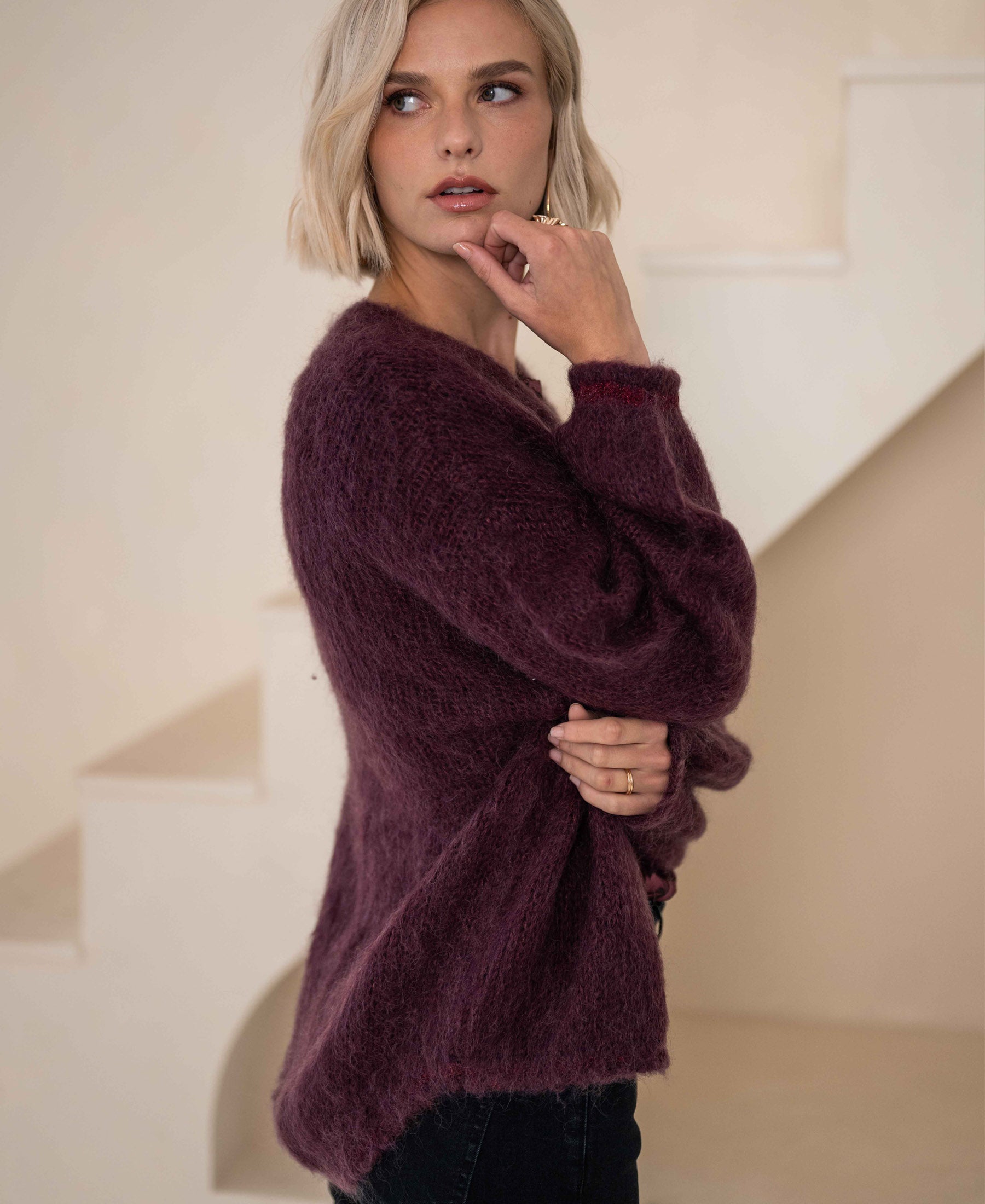 Fluffy vest LA CHERIE Bordeaux