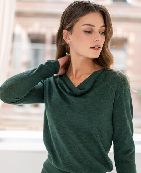 Sweater with cowl neck LA CASCADE Greenish