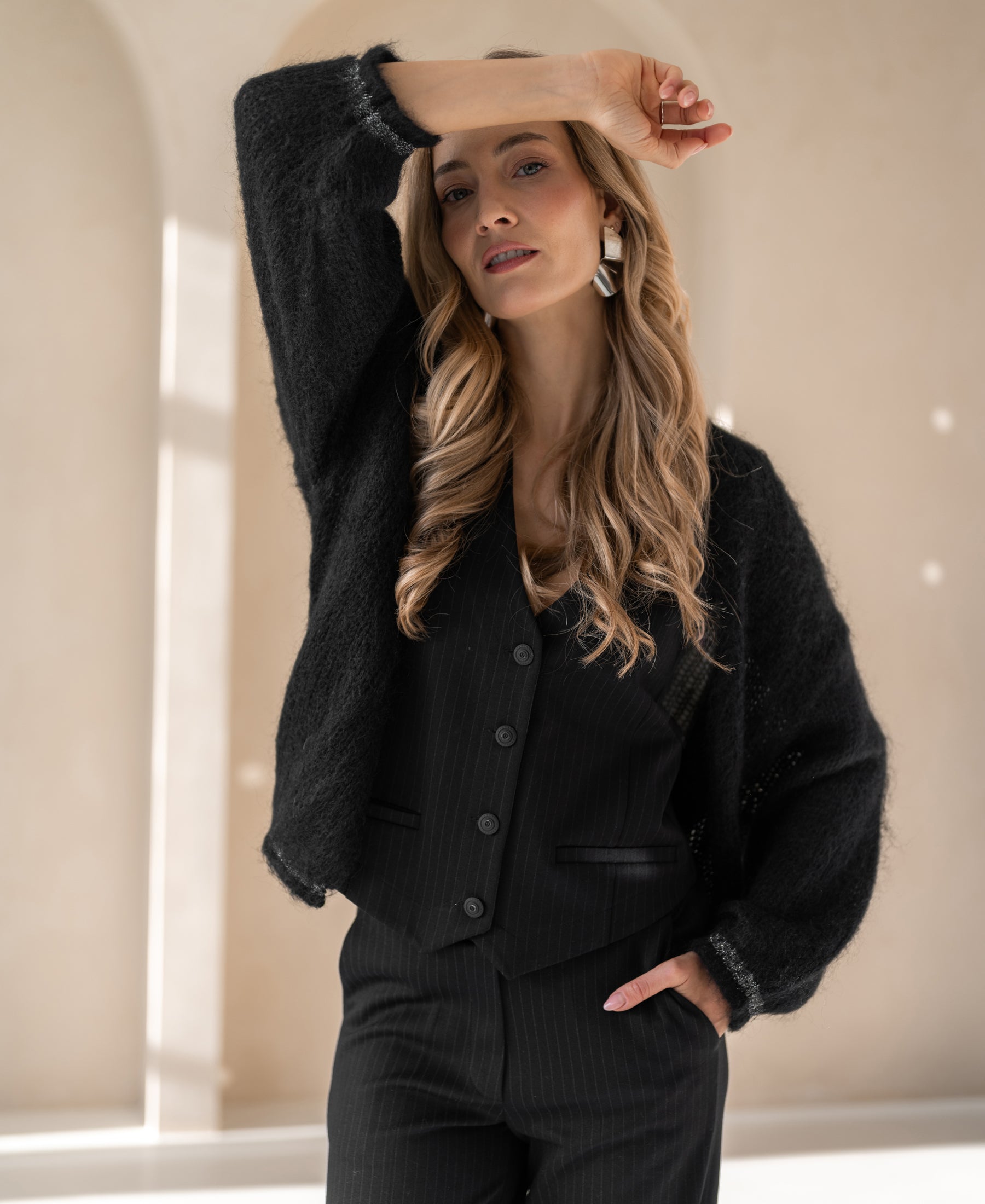 Fluffy cardigan LA CHERIE Black