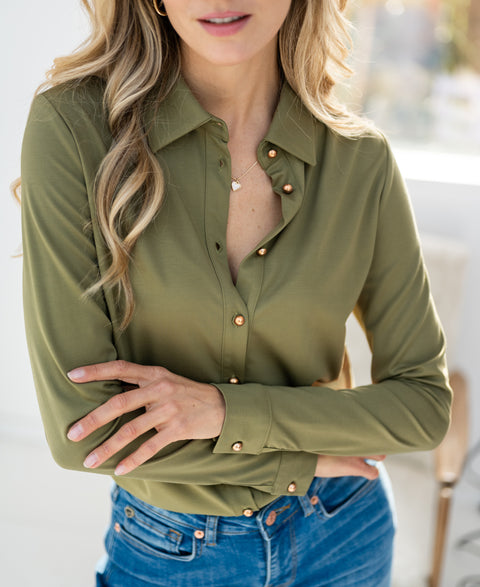 Travel jersey blouse LA CHERISE Olive