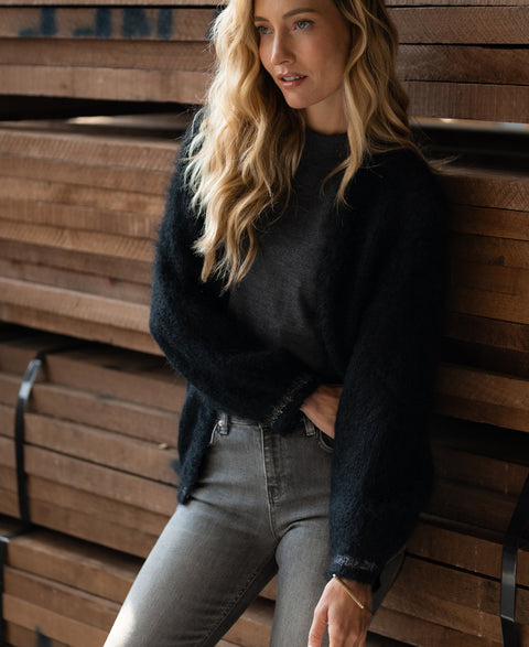 Fluffy vest LA CHERIE Zwart