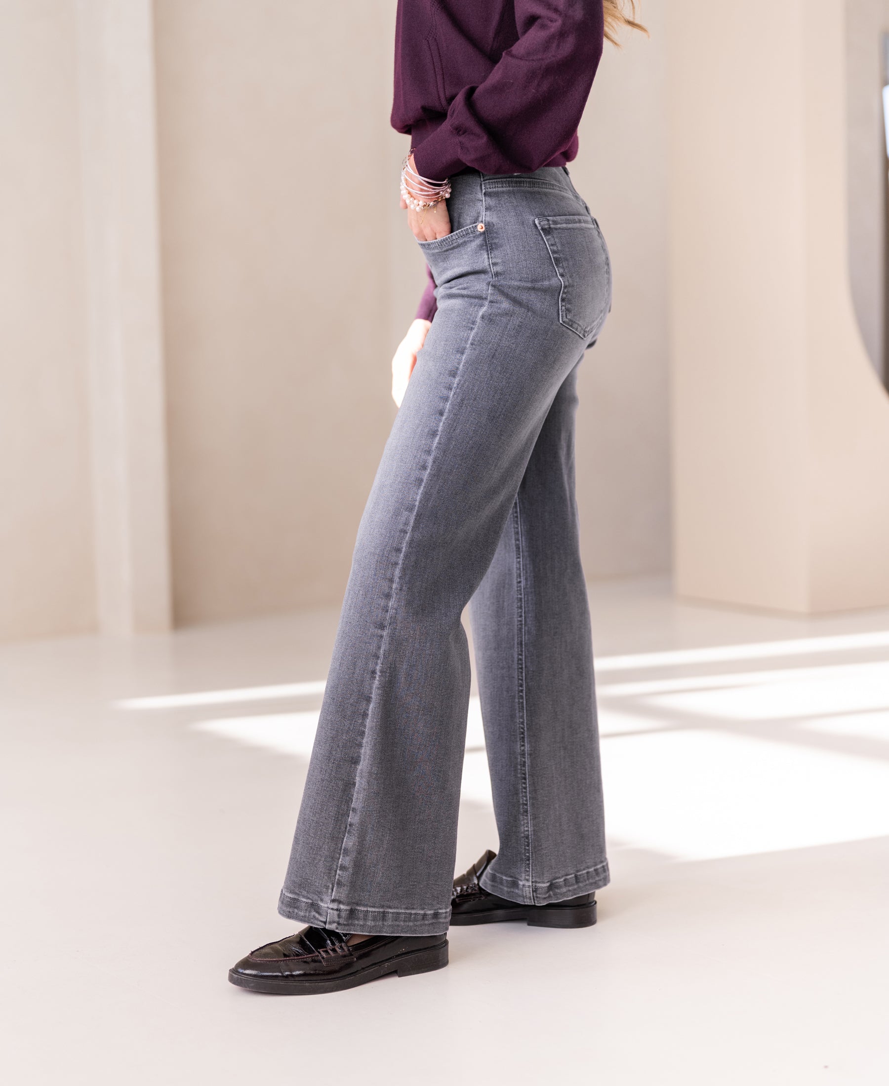 Wide leg jeans LES DEUX Grey Stonewash