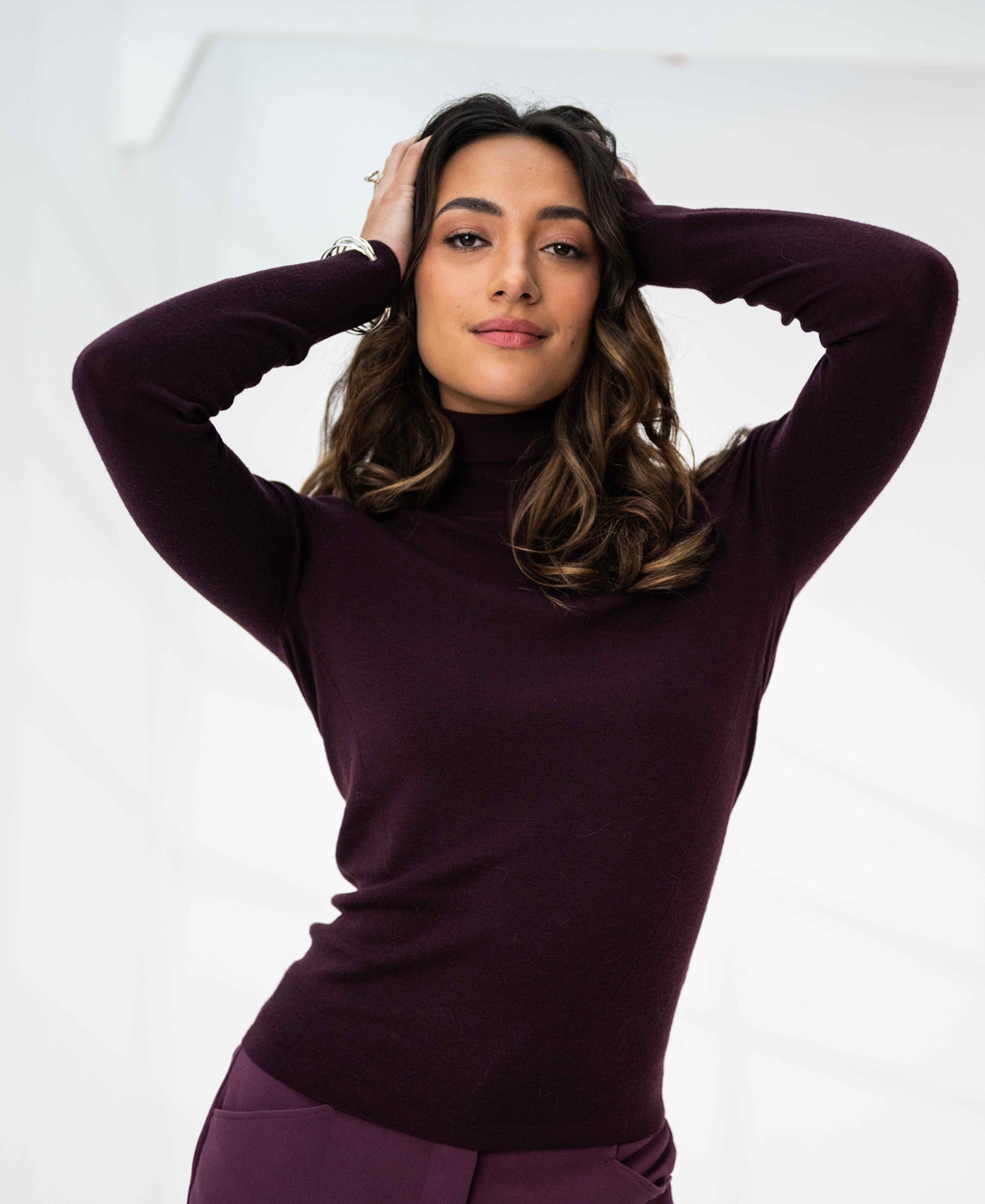 Merino turtleneck LA FORTE Eggplant