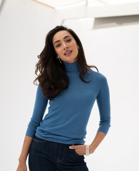 Turtleneck sweater LE FABIAN Steel blue