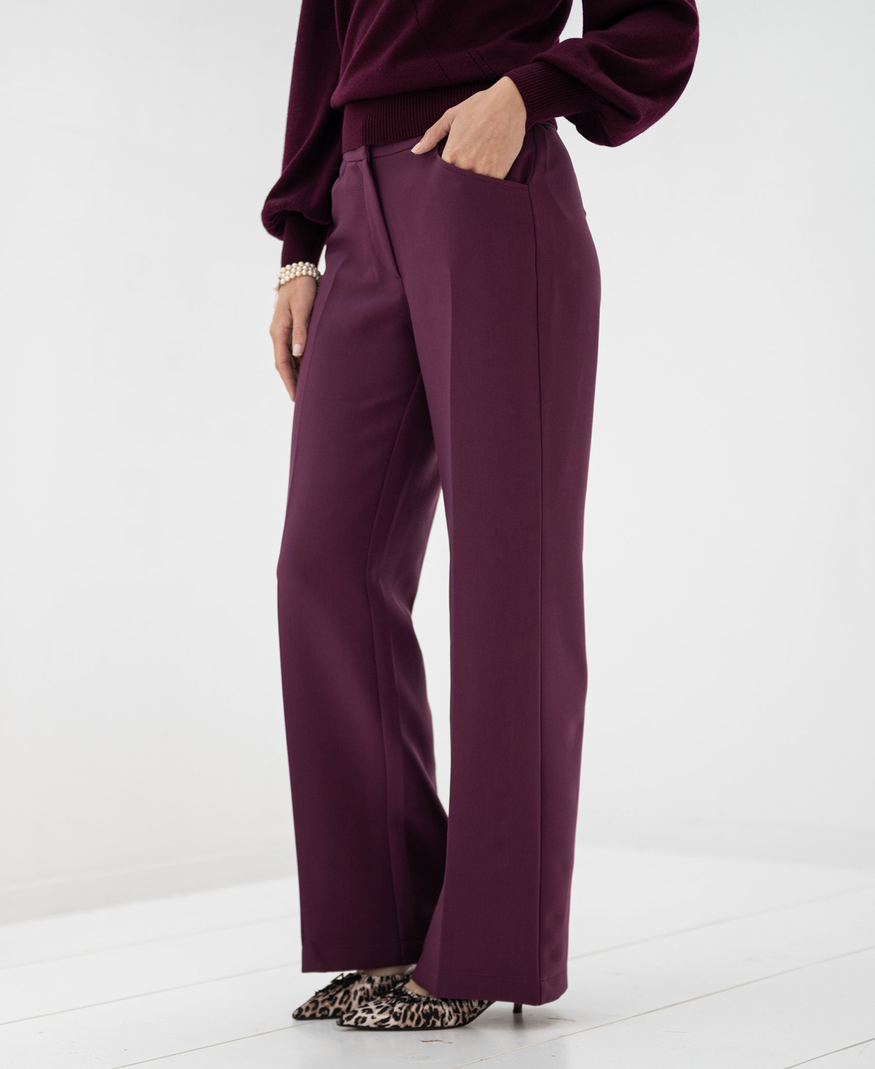 Pantalon wijde pijp LE HENRI Wine