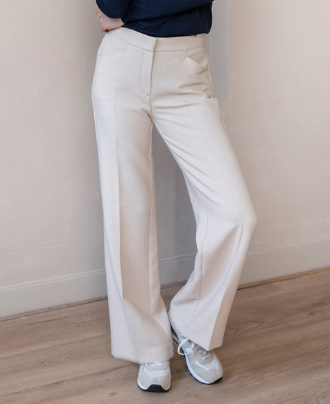 Pantalon wijde pijp LE HENRI Cream