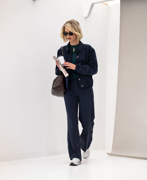 Wide leg trousers LE HENRI Dark blue