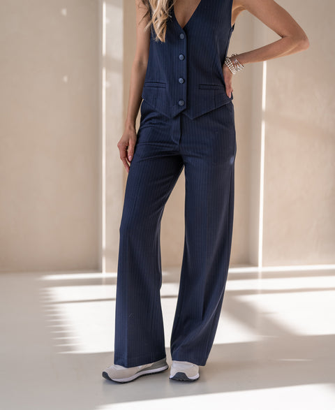 Pinstripe trousers LE MALO Dark blue