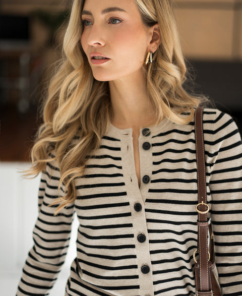 Striped cardigans LA MONACO Sand-black