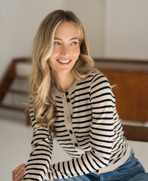 Striped cardigans LA MONACO Sand-black