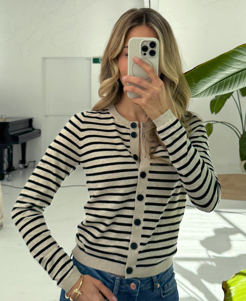 Striped cardigans LA MONACO Sand-black