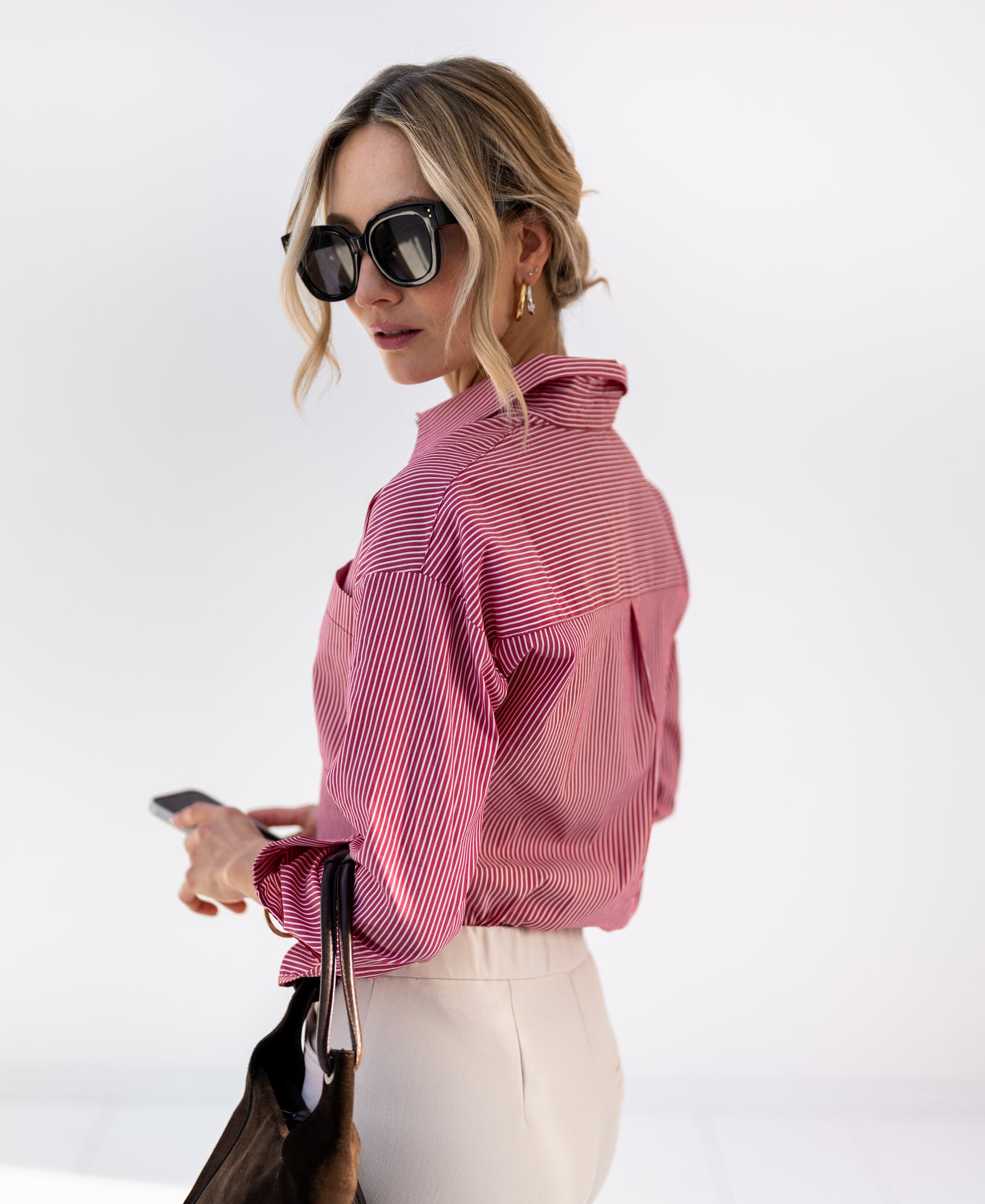 Blouse LA PASCALLE Rood gestreept