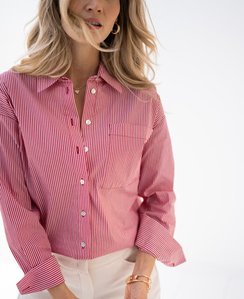 Blouse LA PASCALLE Camel striped