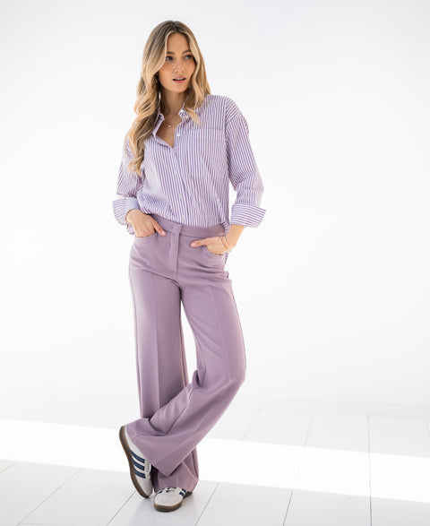 Pantalon wijde pijp LE HENRI Pearly Mauve