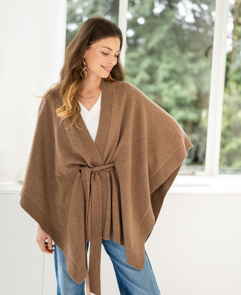 Merinowollen LA PONCHO Camel