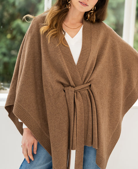 Merinowollen LA PONCHO Camel