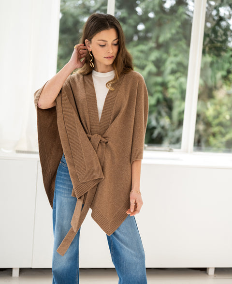 Merinowollen LA PONCHO Camel