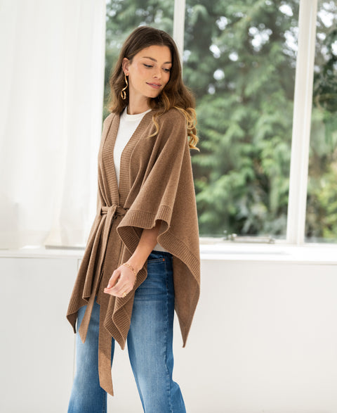 Merinowollen LA PONCHO Camel