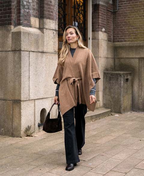 Merino wool LA PONCHO Camel