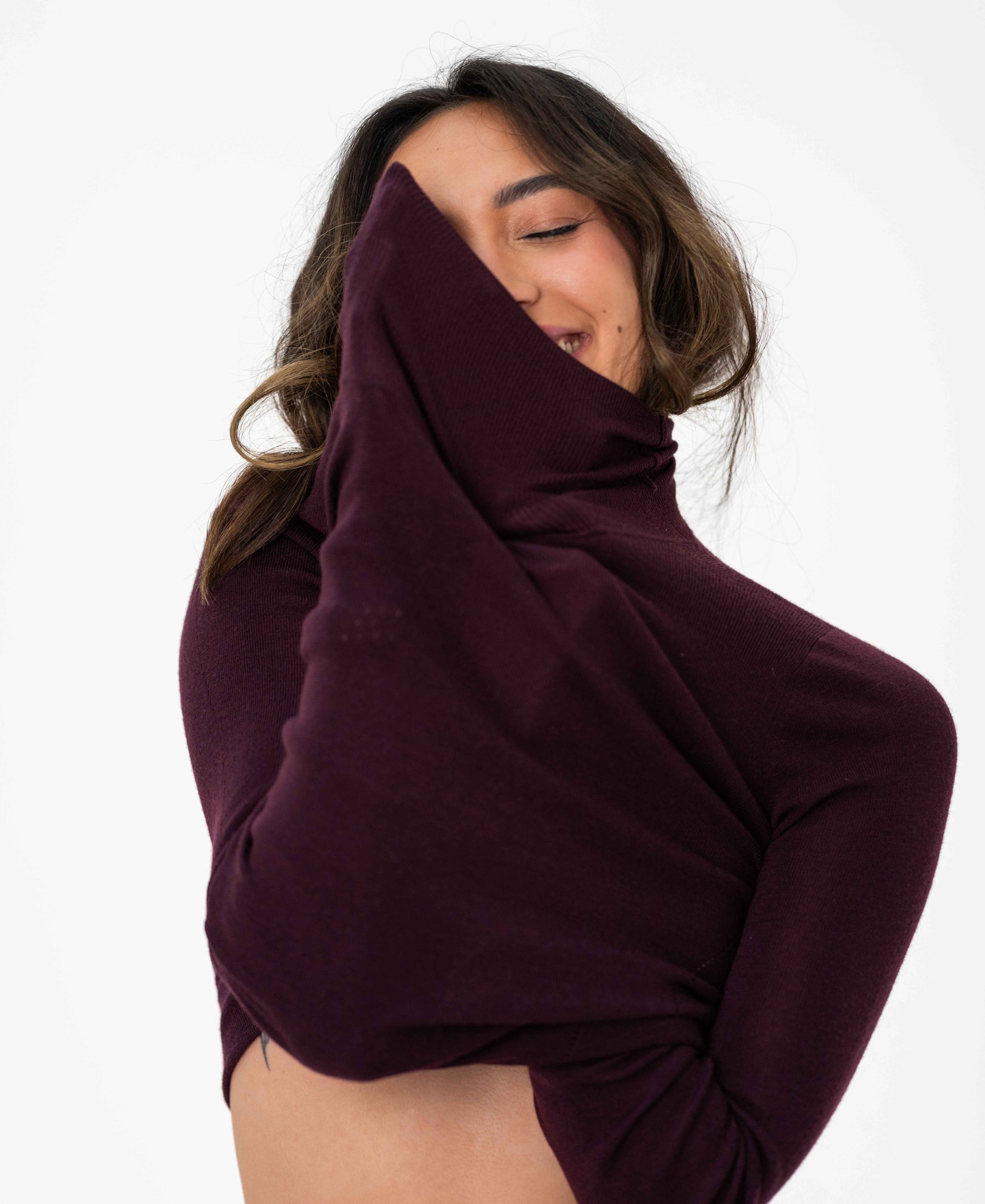 Merino turtleneck LA FORTE Eggplant