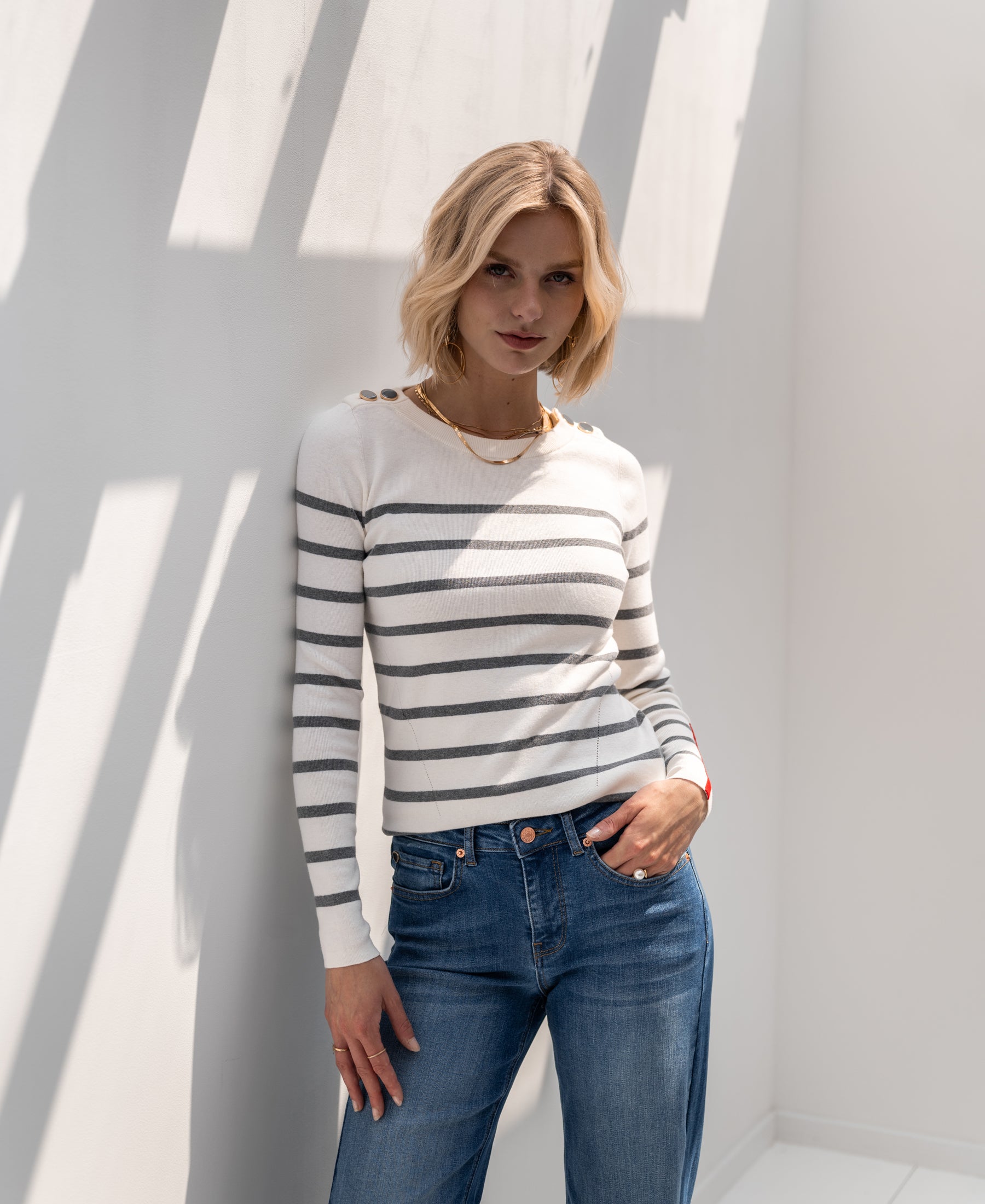 Breton sweater L'ELISA Ivory - Gray