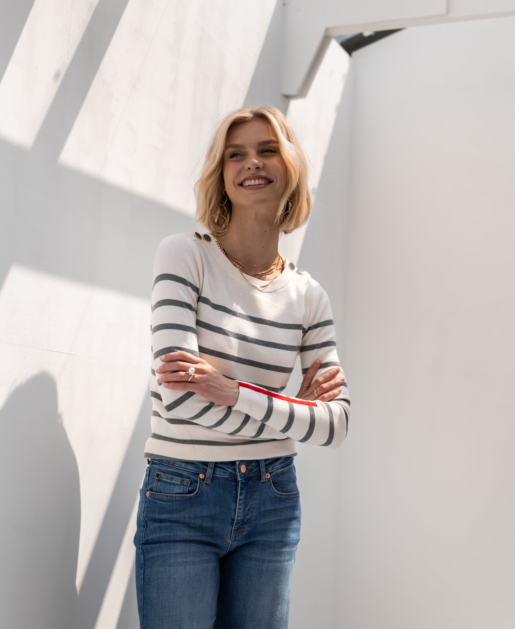 Breton sweater L'ELISA Ivory - Gray