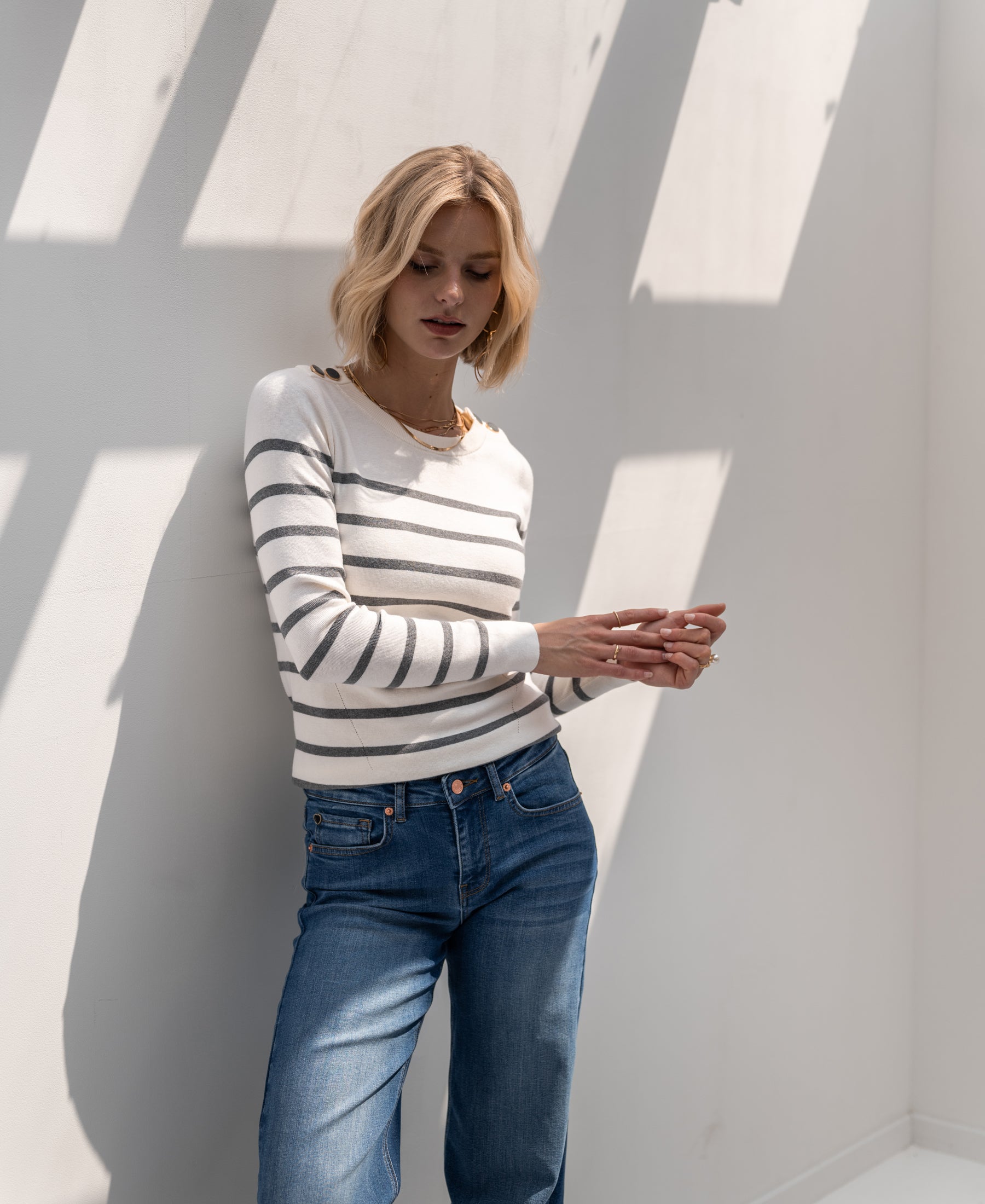 Breton sweater L'ELISA Ivory - Gray