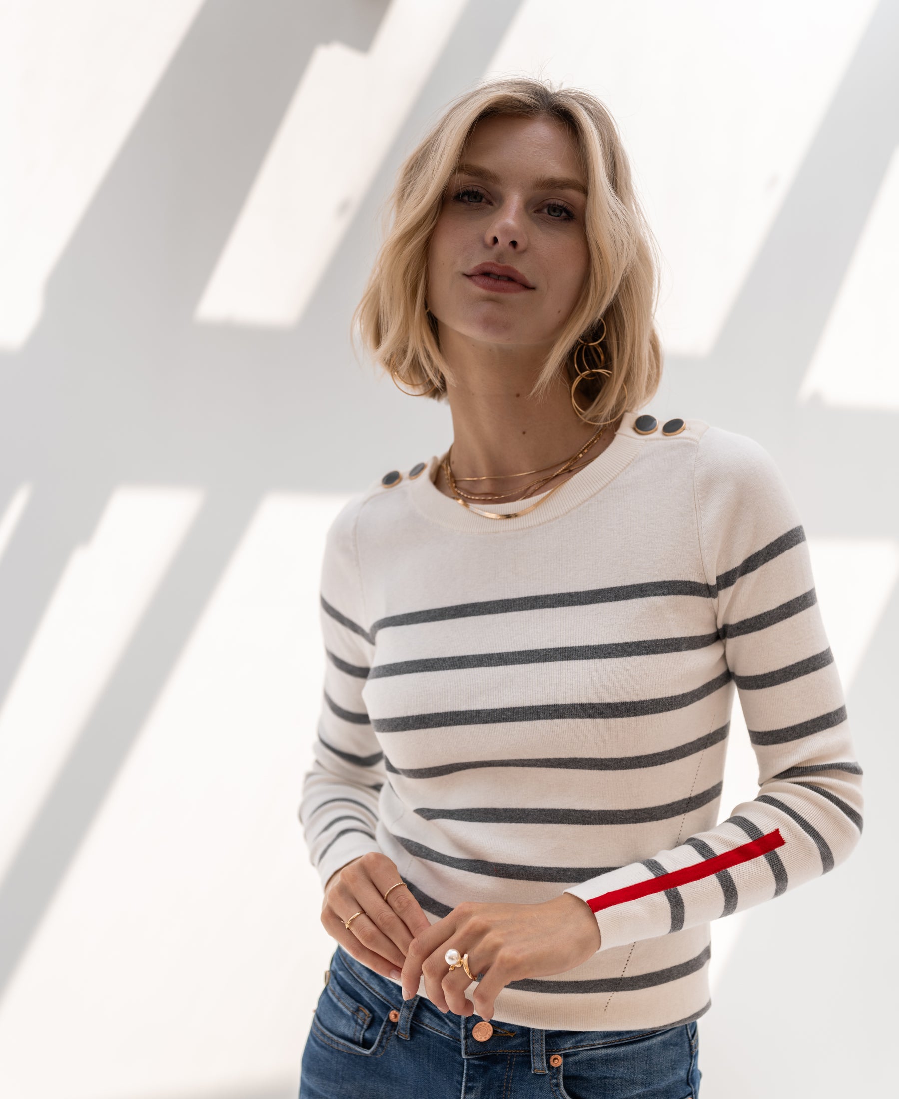 Breton sweater L'ELISA Ivory - Gray