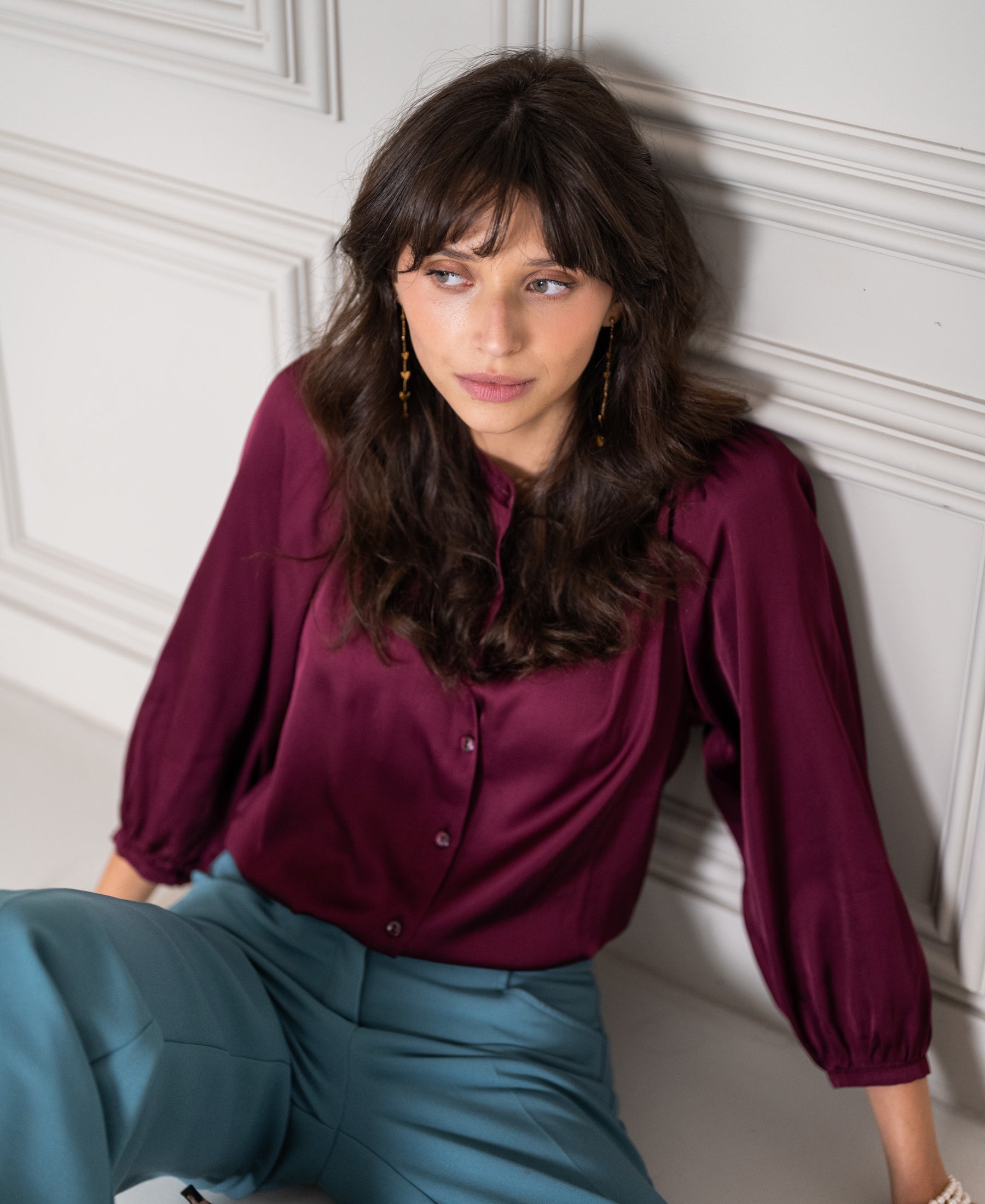 Satijnen blouse LA RAVA Bordeaux