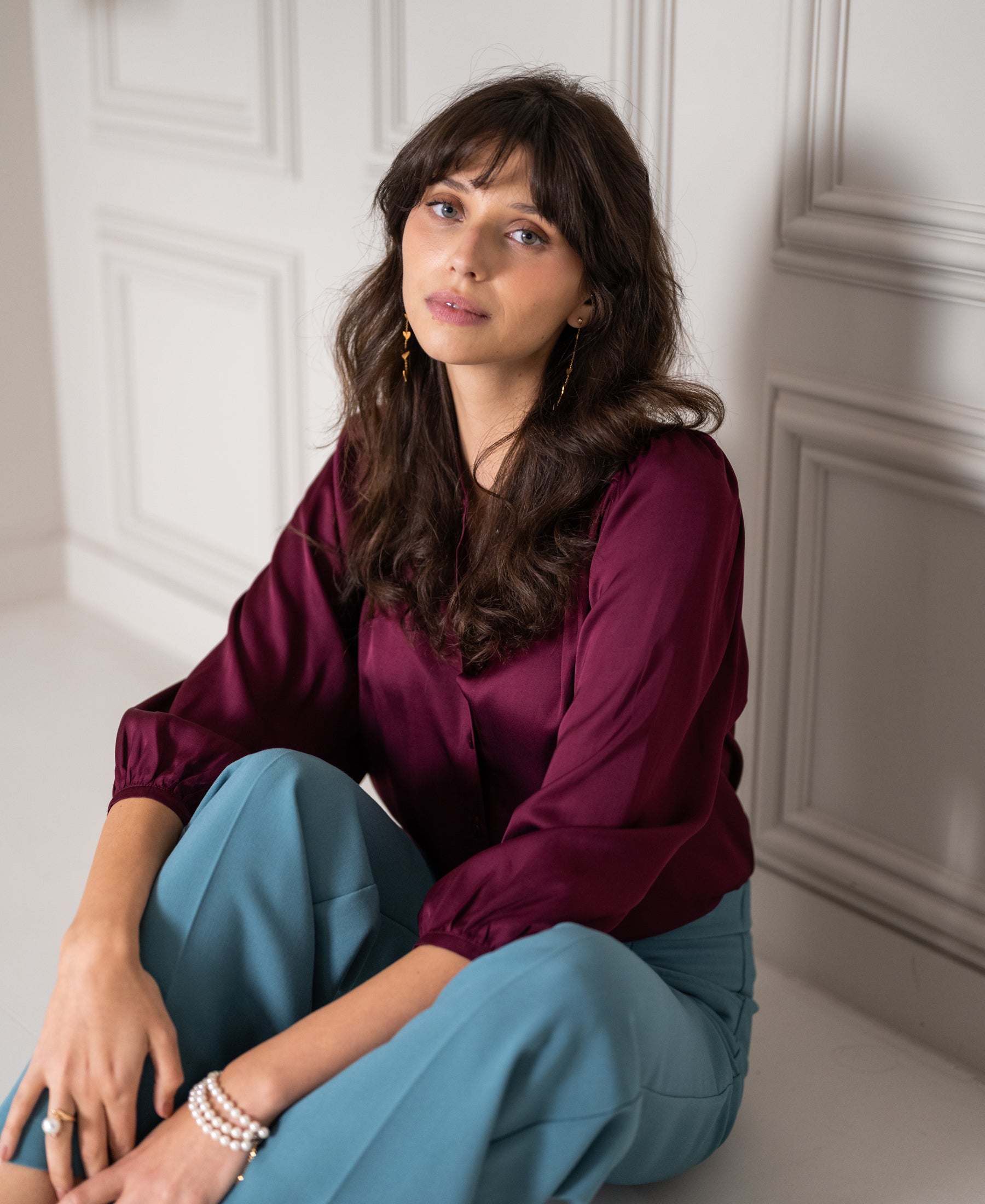 Satijnen blouse LA RAVA Bordeaux