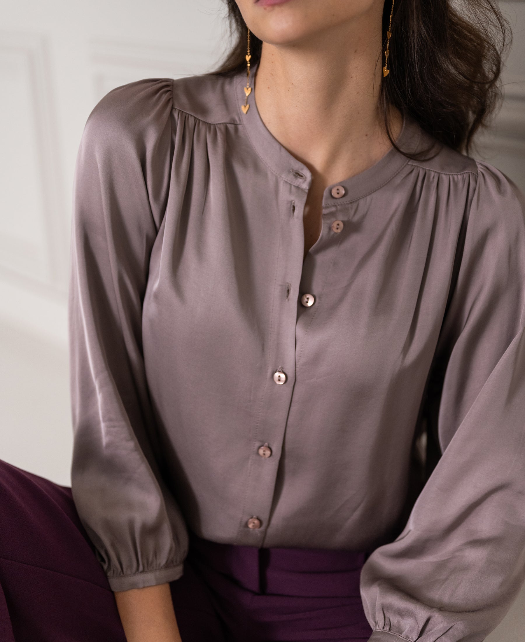 Satijnen blouse LA RAVA Mauve