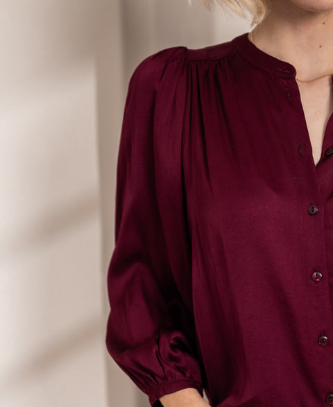 Satin blouse LA RAVA Bordeaux