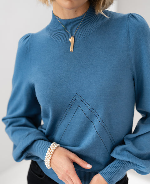 Turtleneck sweater LES SALLES Steelblue