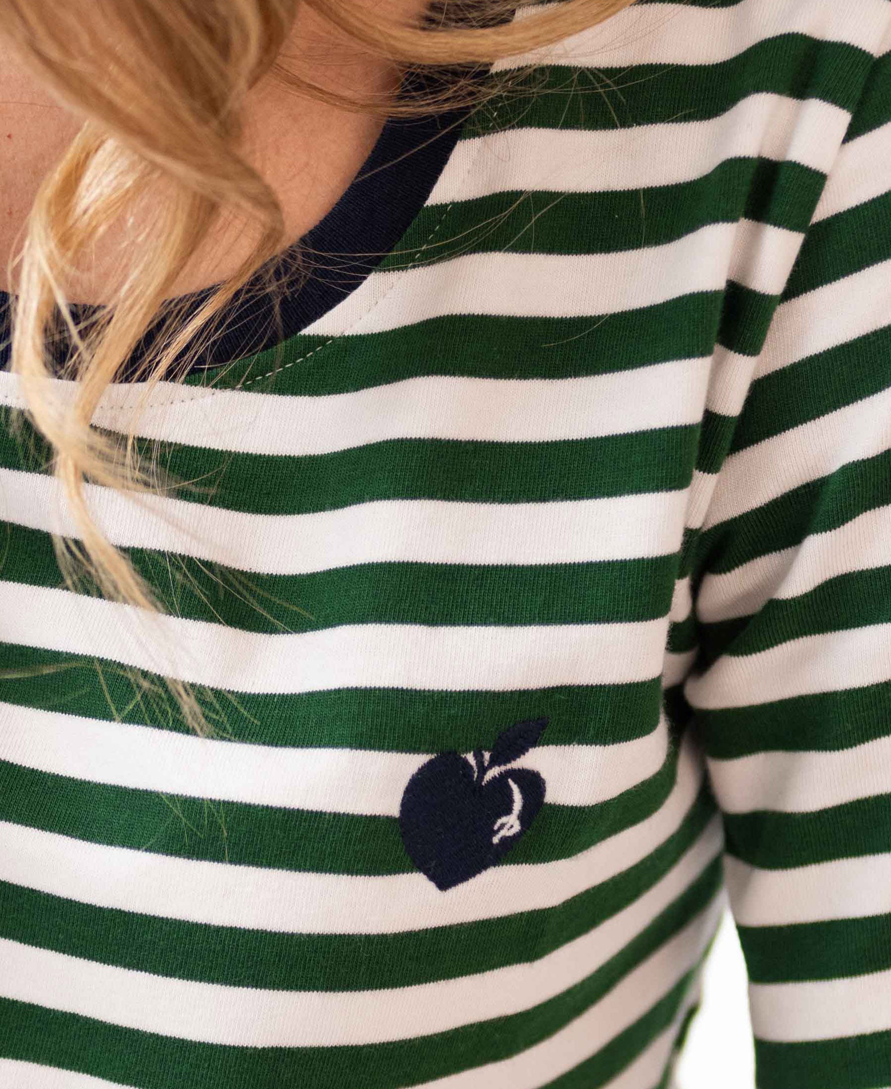 Streepjes T-shirt AMELIE Ivoor-groen