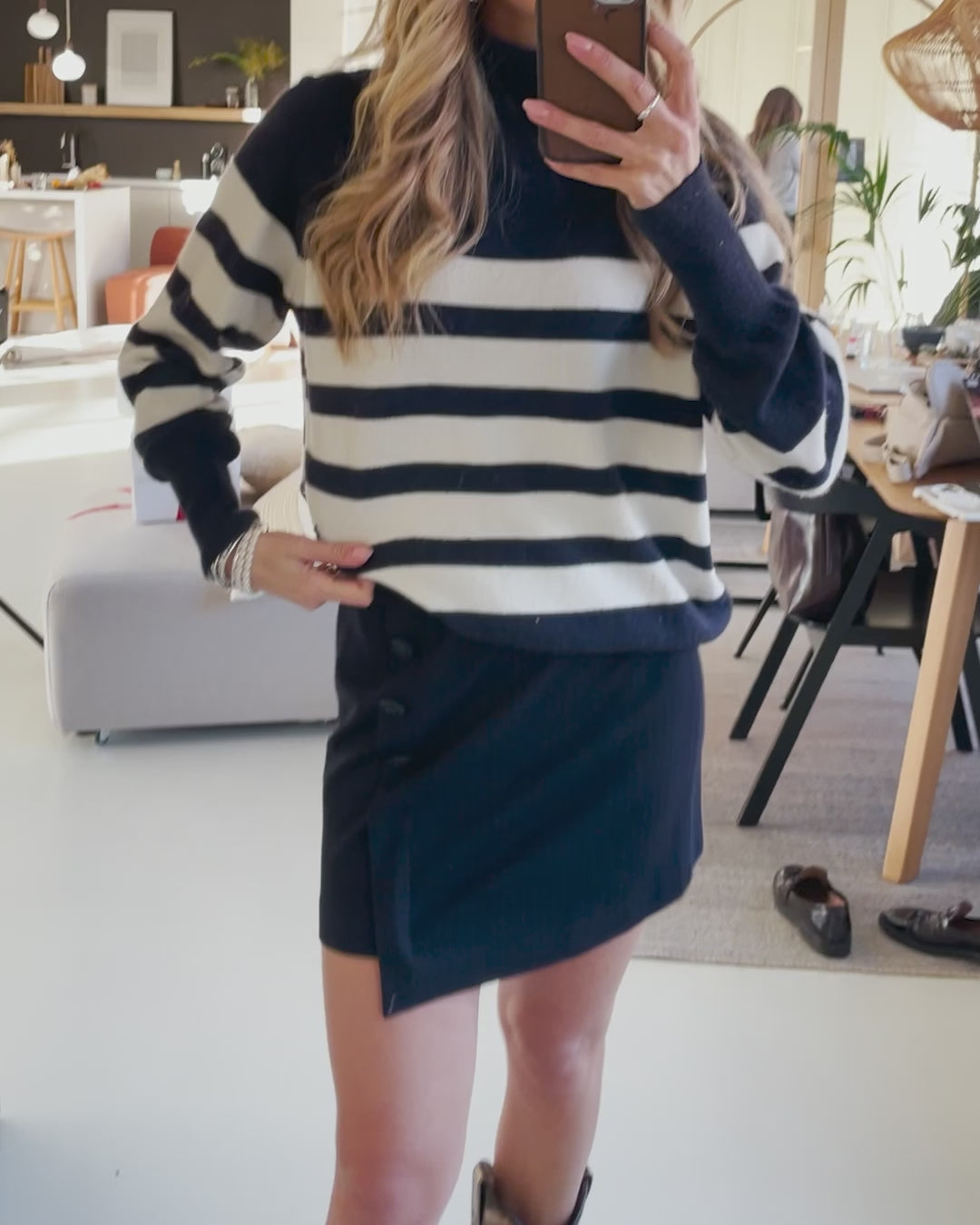 Striped sweater LA PUCK Darkblue - Ivory