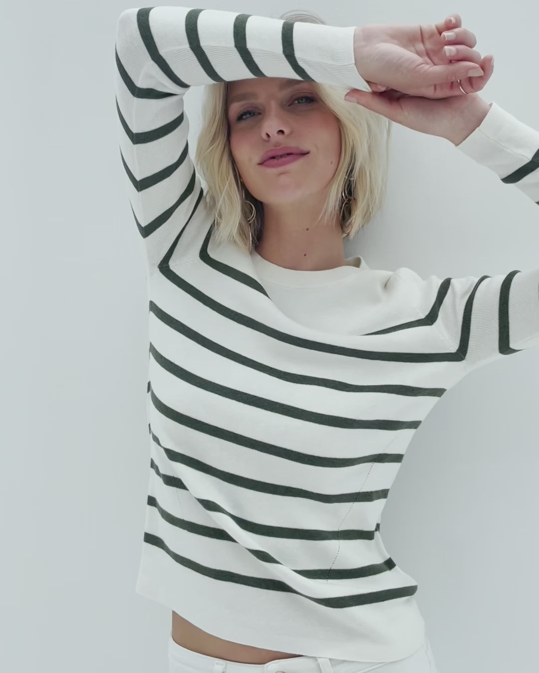 Breton sweater L'ELISA Ivory - Armygreen