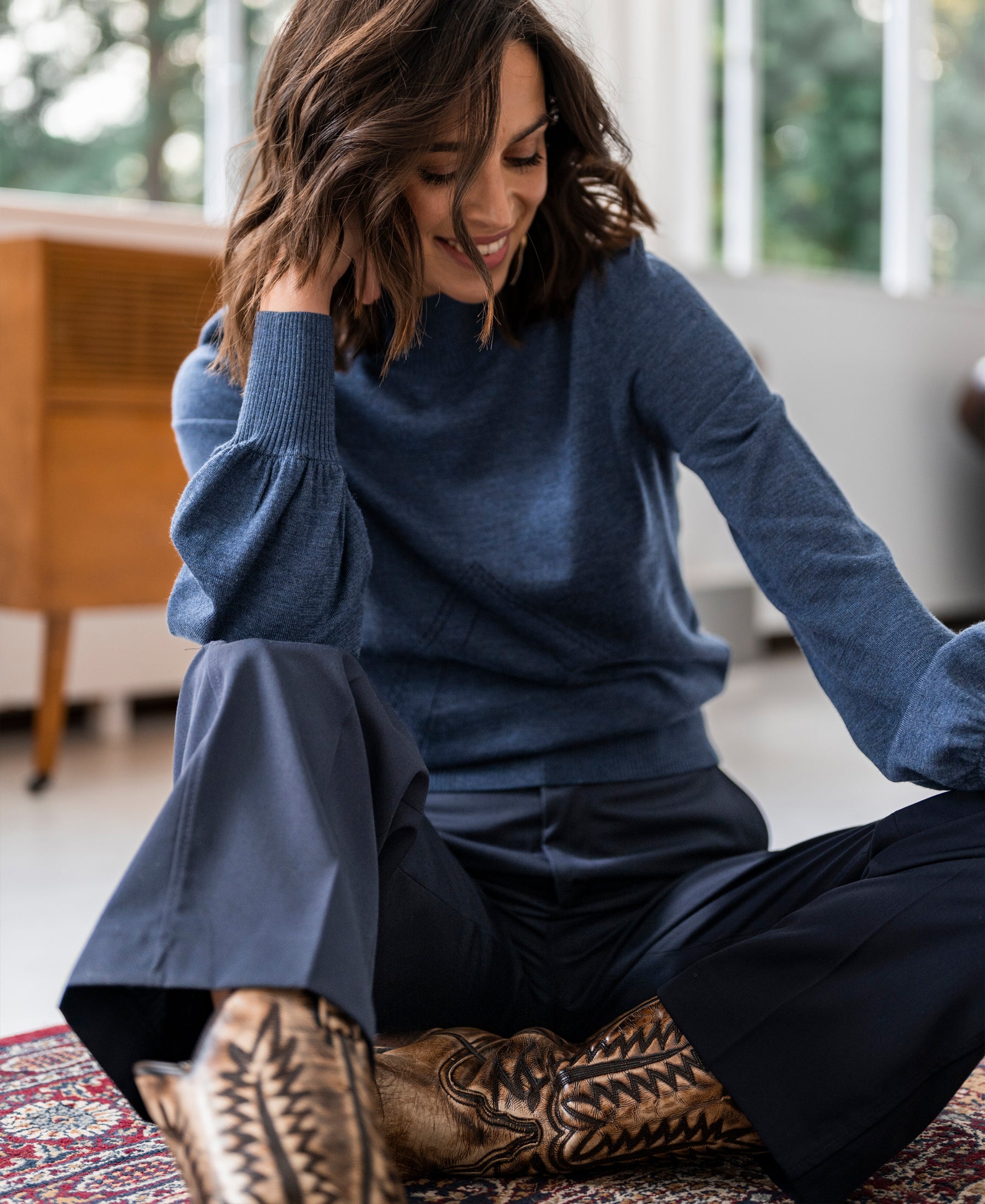 Turtleneck sweater LES SALLES Denim blue